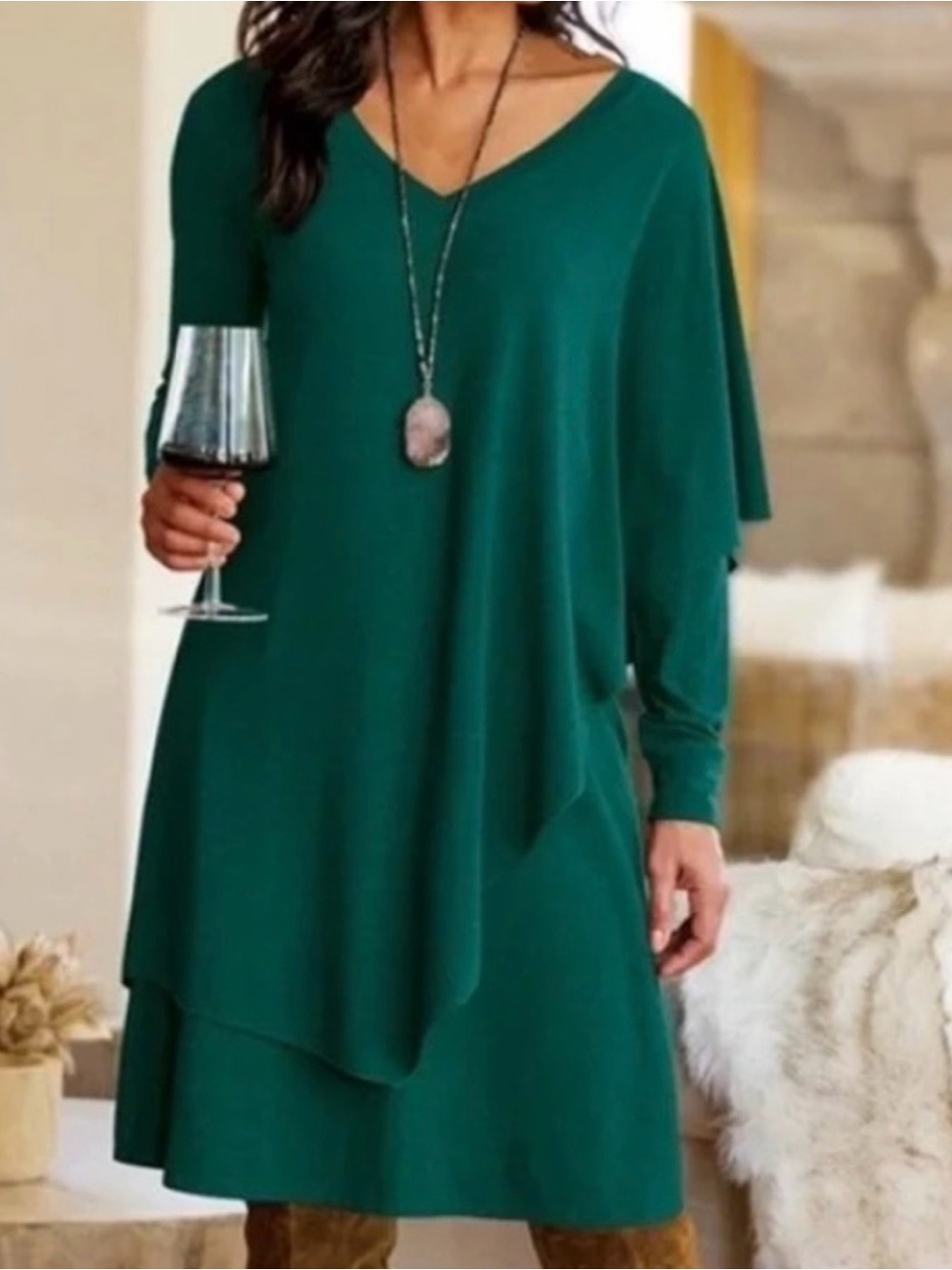 NWT Soft Surroundings Marla Dress Jewel Green Asymmetrical Size XL